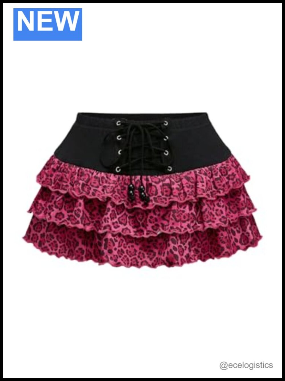 Y2K Cheetah Print Tiered Ruffle Mini Skirt, Stretchy